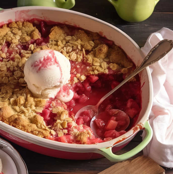 gooseberry and rhubarb crumble casserole