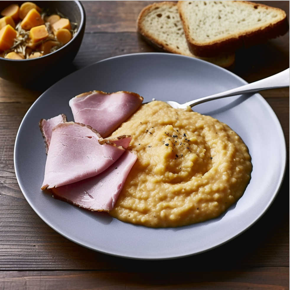 Ham and Pease Porridge with freshly ground pepper and bread