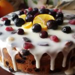 Traditional British Christmas Cake with icing on top