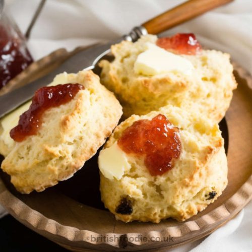 Irish Soda Bread Scones Served with Butter and Jam