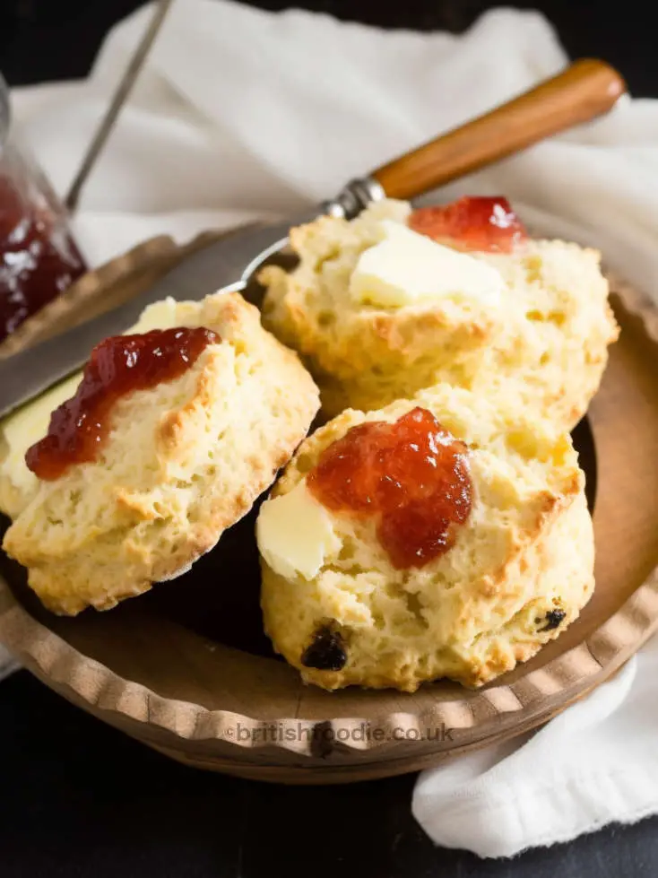 Irish Soda Bread Scones Served with Butter and Jam