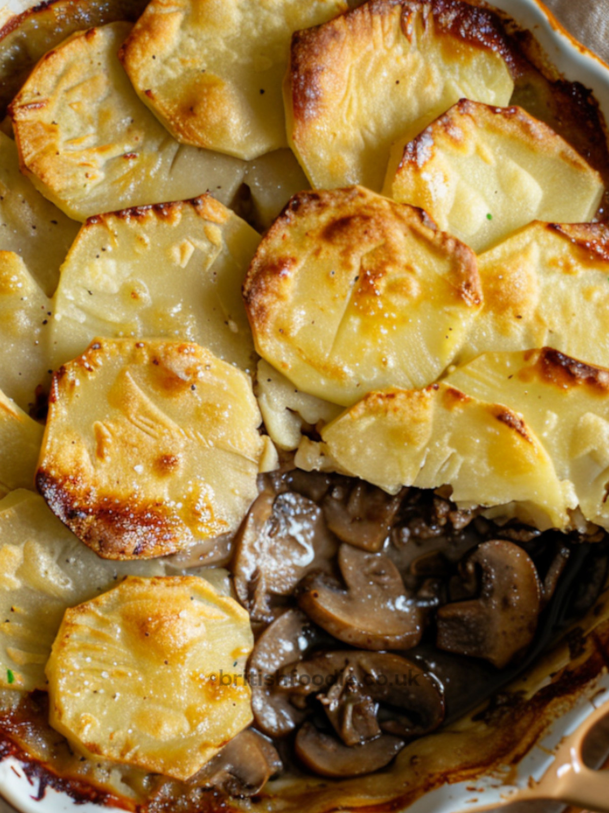 Mary Berry Meat and Potato Pie dish using steak and potato dauphinoise as topping